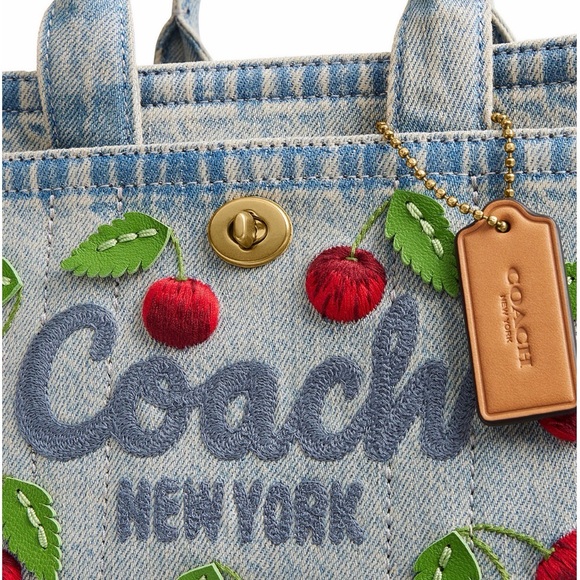 Coach Blue Denim Tote with Red Cherry Design - Picture 10 of 11